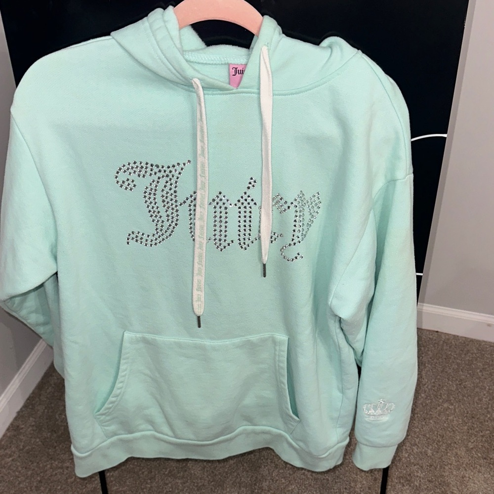 Juicy Couture Light Green Hoodie with Rhinestone Logo